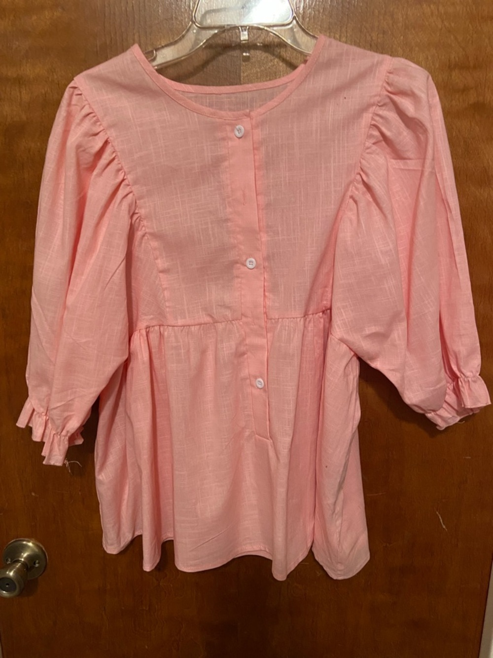 NWOT Pink Linen Blend Babydoll Top